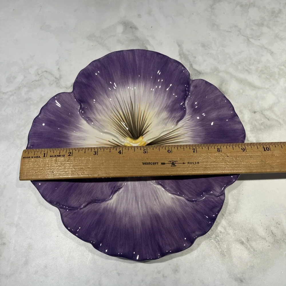 Fitz and Floyd Flower Plate Purple Halcyon Pansy Appetizer Plate Classics 9
